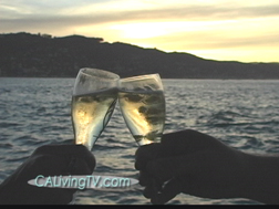 Toast aboard the Angel Island Tbiuron Ferry Sunset Cruise